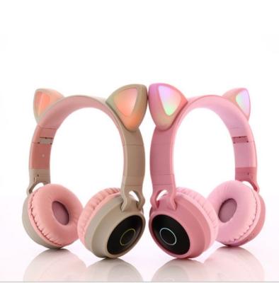 China Youth Children Wireless Headphone Support TF Card 3.5mm Plug With Micshenzhen LED Cat Ear Headphones Earbuds for sale