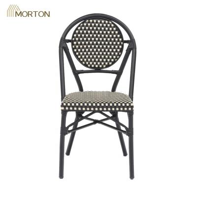 China Modern Cheap Price Restaurant Furniture Outdoor Rustproof Rattan Woven Waterproof Wicker Dining Chair for sale