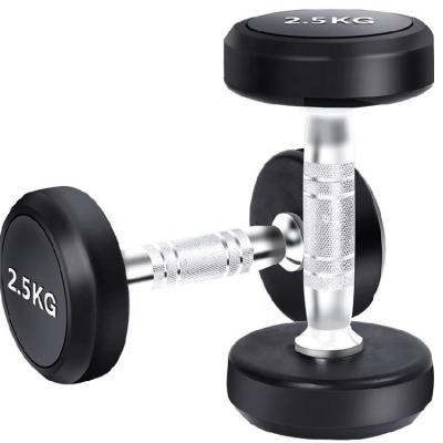 China Eco Friendly Home Gym Equipment Weight Lifting Round Head Dipped Rubber Coated Dumbbell for sale