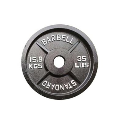 China Selling Well 45LBS 35LBS 25LBS 10LBS 5LBS Cast Iron Weight Lifting Barbell Durable Weight Bumper Plates for sale