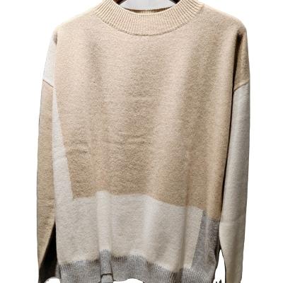 China New Style Anti-pilling Pure Cashmere Women's Crew Neck Sweater With Contrast Color for sale