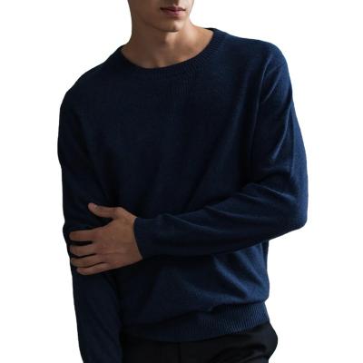 China Men's Blue Anti-pilling Crew Neck Cashmere Sweater On Sale for sale