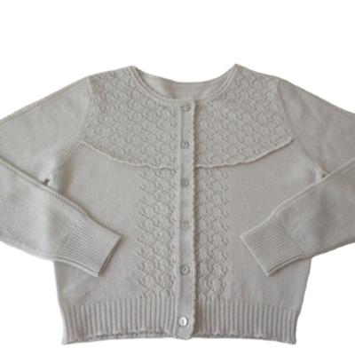 China 100% Anti-pilling Beautiful Cashmere Kids White Cardigan With Buttons for sale