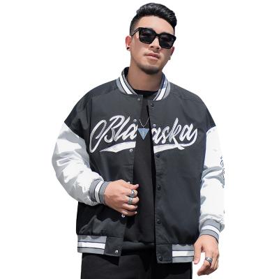 China Tall and Tall Viable Plus Size Men's Clothing Letter Embroidery Men's Jacket V-Neck Baseball Uniform Casual Zipper for sale