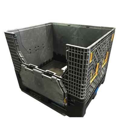 China Collapsible Collapsible Collapsible Stackable Plastic Container Solid Pallet Box For Auto Parts Storage And Transportation for sale