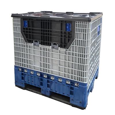 China 1200x1000x1200mm Pallet Collapsible Plastic Foldable Bins Heavy Duty Stackable Collapsible Warehouse Bulk Storage 1020L Trash Cans For Sale for sale