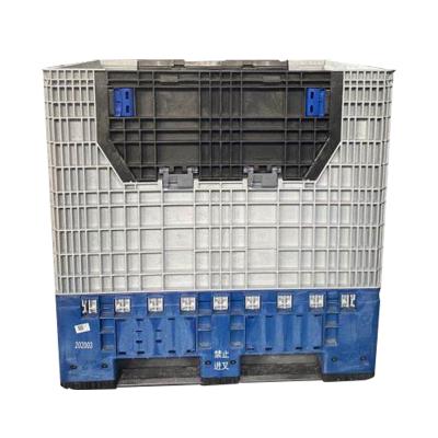 China 1200x1000x1200mm Stackable Collapsible Folding Plastic Pallet Boxes 1020L Warehouse Collapsible Stackable Heavy Duty Bulk Storage For Sale for sale