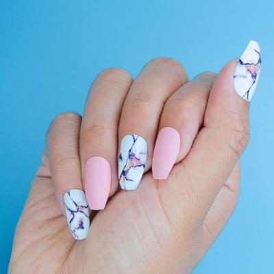 China Easy Apply Nails Beautiful Pattern Pink And White Nails Polychromatic Nails for sale