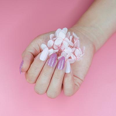 China Design Pink Girl's Nails Assortment Glitter Pink Powder Thin Nails Party Nails for sale