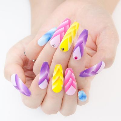 China Colorful design nails with layers stiletto press on nail jewelry studs for sale