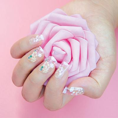 China 3D design nails new spring style with diamond and flower theme 3D nails translucent nails for sale