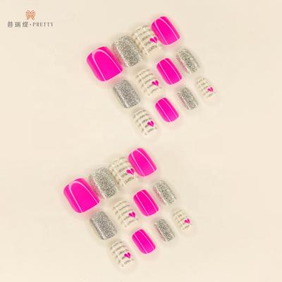 China Hot Sale Design Full Cover Artificial Nail Designers False Nail Tips Nail Salon Design Acceptable Finger Removal ABS 24pcs/set for sale