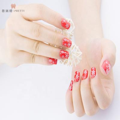 China Design Christmas Kit False Acrylic Artificial Red Snowflake Decoration Polish Press On Nail for sale