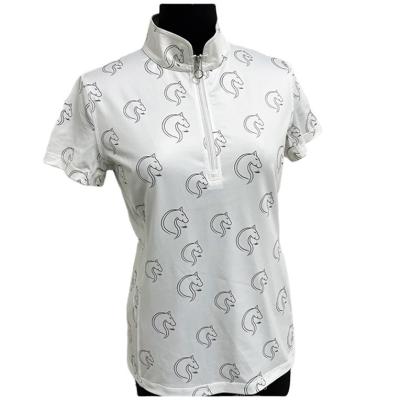 China Wholesale Moisture Wicking Ladies Short Sleeve Show Shirt Competition Top Equestrian Riding Shirt for sale