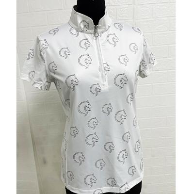 China Moisture Wicking Durable Polyester Elastane Digital Printing Short Sleeve Shirt Equestrian Riding Short Sleeve Shirt for sale