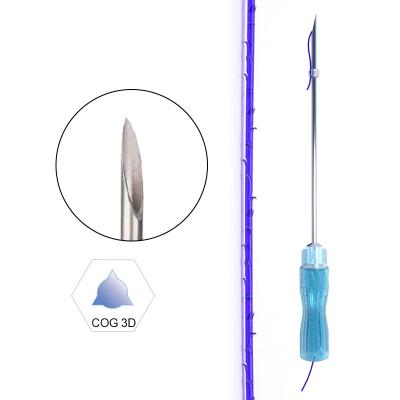 China Easy To Use Korean High Quality Face Lift Treatment Needle 3d 19g 100mm Suturing Needle 3d Tooth Facial Thread for sale