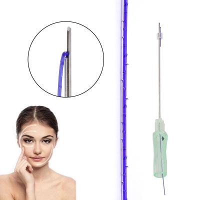 China Easy to use medical beauty v line 3D tooth 19G 100mm barbed pdo face lift pdo tread face lift wire with sharp needle for sale