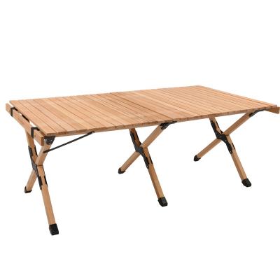 China Mountainhiker factory wholesale camping egg roll table easy carry outdoor solid wood folding raising table for sale