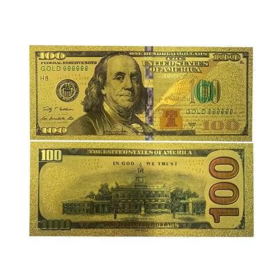 China America Metal Opens Banknote USA Gold 100 Dollar Bill USD Gold Foil Banknote Collection Cards Film Black Money Prop For the dedor for sale