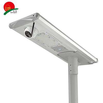 China ROAD 15W 30W 60W all in one camera solar street light, integrated solar led street lights with cctv camera for sale