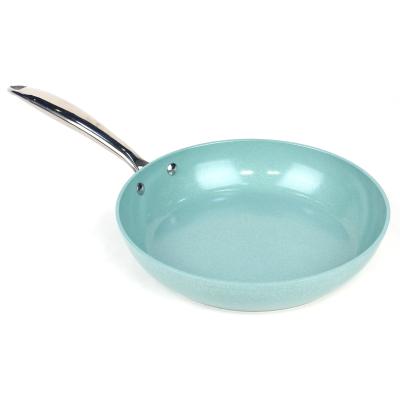 China Non-stick fry pan with green granite exterior for sale