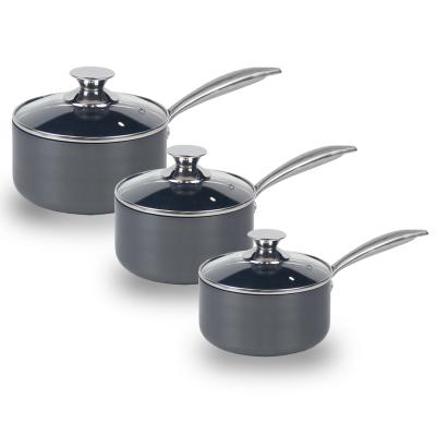 China 3 pcs hard anodized cooking pot set milk pot sauce pot cookware sets for kitchen cook for sale