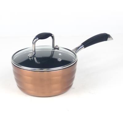 China Wavy appearance sauce pan milk pot soup & stock pots kitchenware cookware with silicone and stainless steel handle for sale