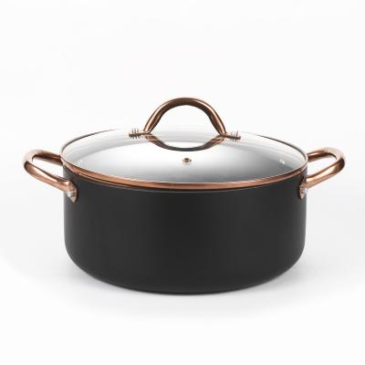 China High Quality LFGB Aluminum Nonstick Cooking Pot With Copper Plated Stainless Steel Handle for sale