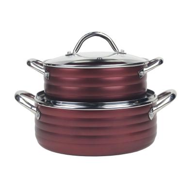 China 4 PCS wavy soup pot sets cooking pot sets with stainless steel double side handle for sale