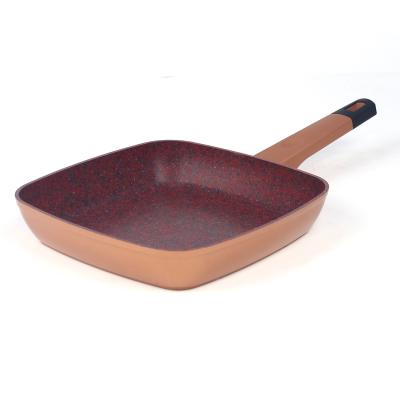 China Forged Square Grill/Griddle Frying Pan With Granite Coating Copper Heat Resistant Painting for sale