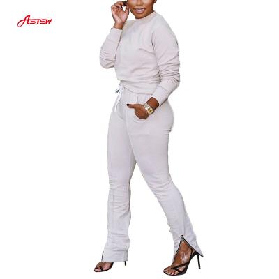 China Breathable 2021 New Design For European And American Women Fashion Sweatsuit Solid Color Teams Long Sleeve Tracksuits for sale