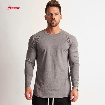 China New Spring And Summer Longsleeve Gym Fitnees Soild Breathable Light Color Plus Size Shaping Muscle Top Mens Clothes For Man T Shirt for sale