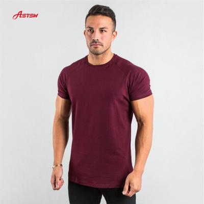 China 2021 New Product Breathable Sport T-shirt For Muscle Men Sleeve Fitness Plus Size Soild Color Tops Gym Tranining Clothes for sale