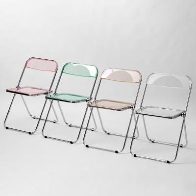 China Plia Foldable Acrylic Chair Folding Chair Plastic Chairs With Metal for sale