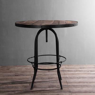 China Industrial Height 6399J Industrial Adjustable Table Reclaimed Wooden Bar Table for sale