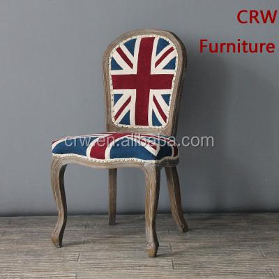 China RCH-4073Antique Eco-Friendly Oak Distressed Wood Union Jack Dining Chair for sale