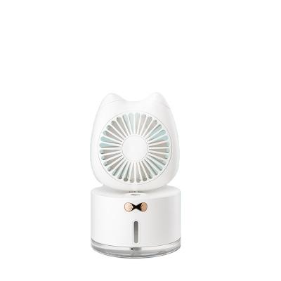 China 2 in 1 Fan Humidifier Multifunctional Colorful Led Small Lightweight Wireless Humidifier Mini Air Humidifier Cooling Rechargeable Portable Desktop Fans for sale