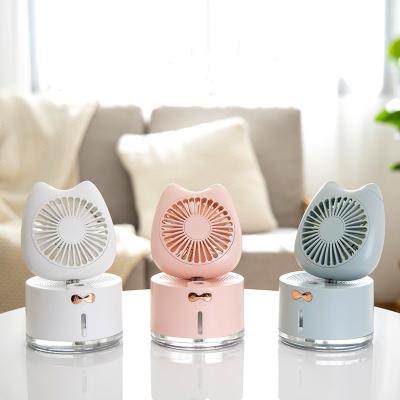 China 2 in 1 Multi-Function Portable Mini Fan With Three Speed ​​Battery Operated Handheld Cooling Fan Humidifier Mist Fan Humidifier for sale