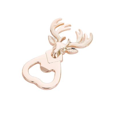 China Sustainable Stocked Christmas Party Supplies 2022 Gift Ideas Deer Head Corkscrews Stainless Steel Beer Bottle Opener for sale