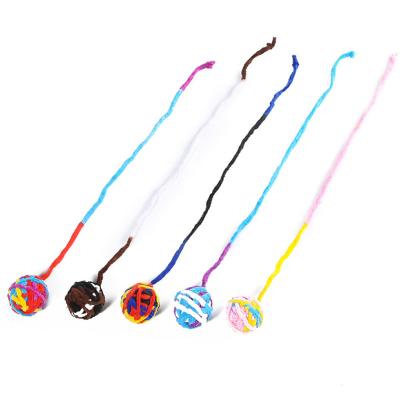 China RTS Wool Yarn Ball Bell Dog or Teeth Built-in Stocked Cat Chew Toys Help Clean Stocked Cat Toys Pet Rope Toys for sale