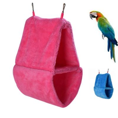 China Velvet Winter Solid Color Breathable Arctic Birds Nest Swing Parrot Hammock Pet Nest Hanging Sleeping Bag for sale