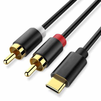 China Phone Type-C to Dual RCA Cable Audio Male to Auxiliary Aux Cord. Male Stereo Y Splitter Adapter Gold Plated For USB C Devices for sale