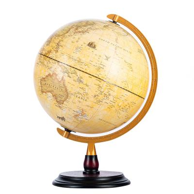 China PVC 30cm antique world globe with wooden base and with led lights for sale