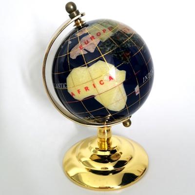 China Classic Semi Precious Desktop Gemstone Globe Gemstone World Desktop Globe On Stand Amazon Blue Lazulite Globe for sale