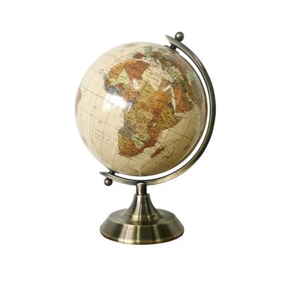 China Education romotional good quality PAPER surface 14cm universal antique world metal base globe for home decoration for sale