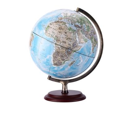 China OEM 32cm Paper Craft World Desktop Globe With Wooden Base for sale