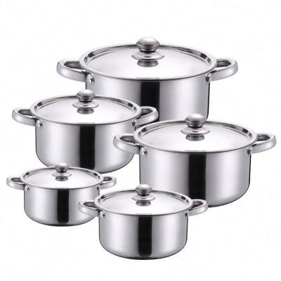 China Hot Selling Best Selling Cookware Sustainable Kitchen Food Pot Sets Cookware Stainless Steel OEM Packing Double Handle Eco Feature for sale