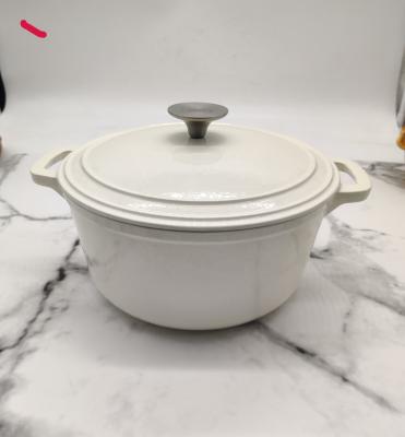 China Sustainable Success White Truffle Enamel Cast Iron Cookware Set Casserole Pot for sale