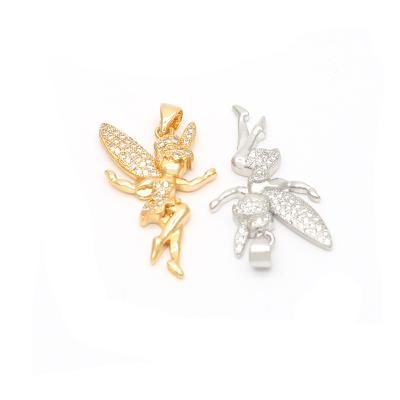 China Fashion Wholesale CIA Fashion Jewelry 18K Gold Copper Hip Hop Iced Out Angel Pendant Necklace Lady Gift for sale