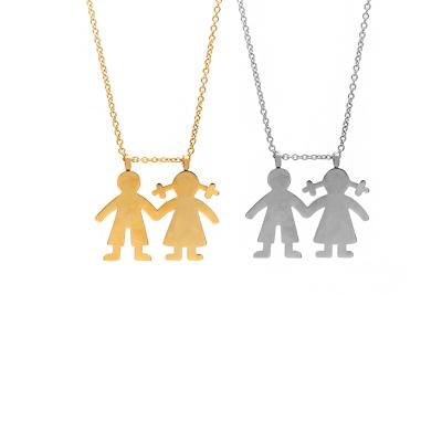 China Fashion Jewelry Wholesale Mirror Polish Gold Plated 18k Family Pendant Necklace Women Family Gift for sale